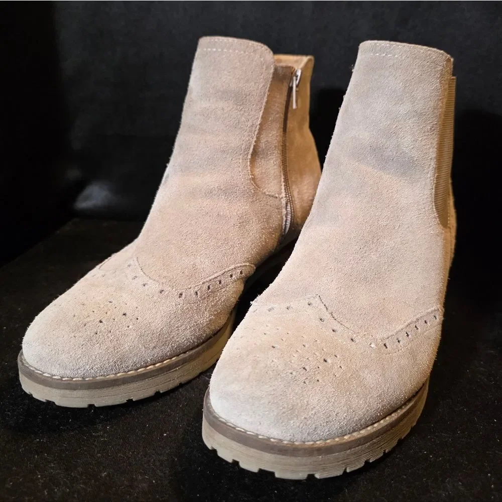 White Mountain Women's Suede Ankle Boots - Light Tan Size 10